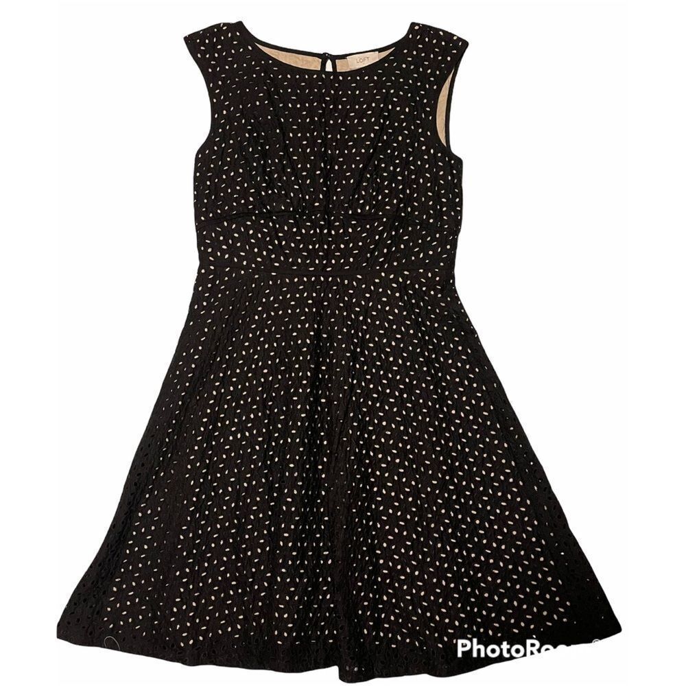 Loft Outlet Black Eyelet Dress With Tan Lining